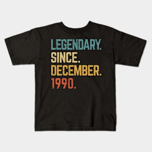 32nd Birthday Gift 32 Year Old Legendary Since December 1990 Kids T-Shirt